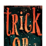 36" Black Orange And Green Solid Wood Trick or Treat Halloween Porch Sign