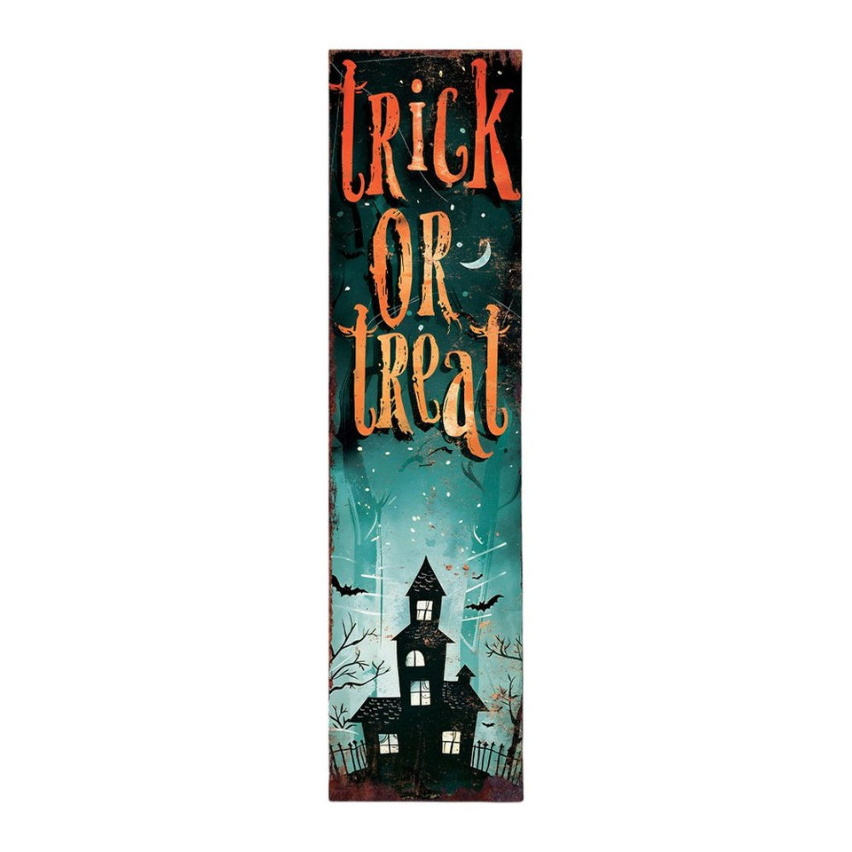 36" Black Orange And Green Solid Wood Trick or Treat Halloween Porch Sign