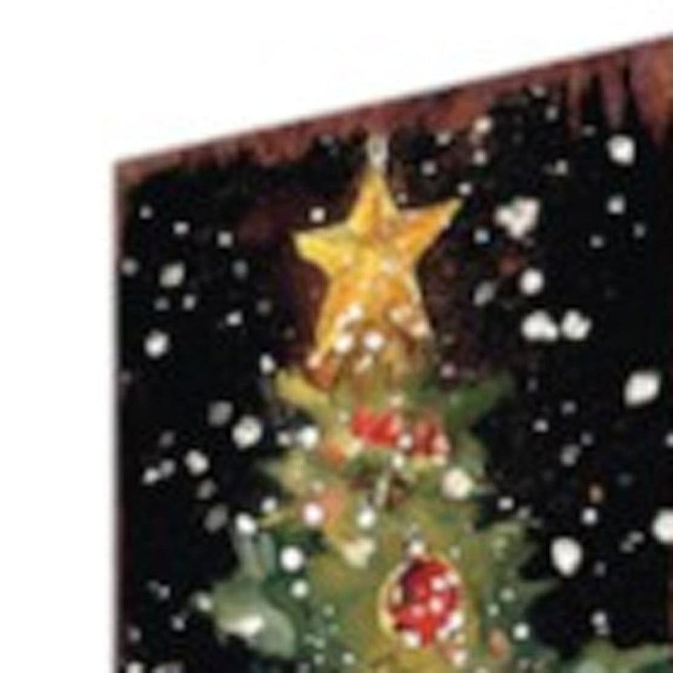 42" Black Red And Green Christmas Santa Solid Wood Garden Stake