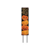 42" Black Gold And Orange Solid Wood Halloween Reversible Garden Stake