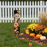 42" Black Orange And Tan Solid Wood Happy Halloween And Fall Owl Reversible Garden Stake