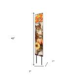 42" Brown And Orange Solid Wood Autumn Squirrel Garden Stake