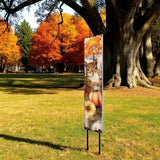 42" Brown And Orange Solid Wood Autumn Squirrel Garden Stake