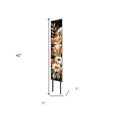 42" Black Tan Off White And Orange Floral Bouquet Solid Wood Fox Garden Stake