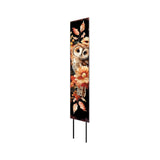 42" Black Tan Off White And Orange Floral Bouquet Solid Wood Birds Garden Stake