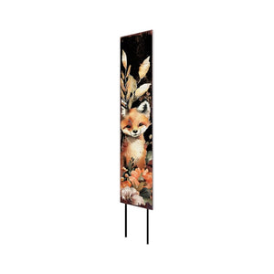 42" Black And Brown Solid Wood Fox Garden Stake