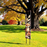 42" Black And Brown Solid Wood Fox Garden Stake