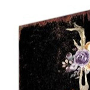 42" Black Off White And Purple Halloween Skeleton Solid Wood Garden Stake