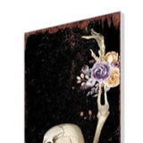 42" Black Off White And Purple Halloween Skeleton Solid Wood Garden Stake