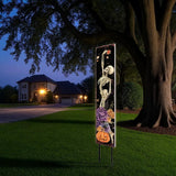 42" Black And White Solid Wood Halloween Skeleton Garden Stake