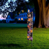 42" Black And Orange Halloween Skeleton Solid Wood Garden Stake