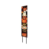 42" Black White And Orange Halloween Jack-O-Lantern Solid Wood Garden Stake