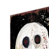 42" Black And White Solid Wood Wildflowers Halloween Ghost Garden Stake