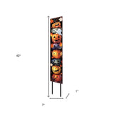 42" Black And Orange Solid Wood Halloween Jack-O-Lantern Garden Stake