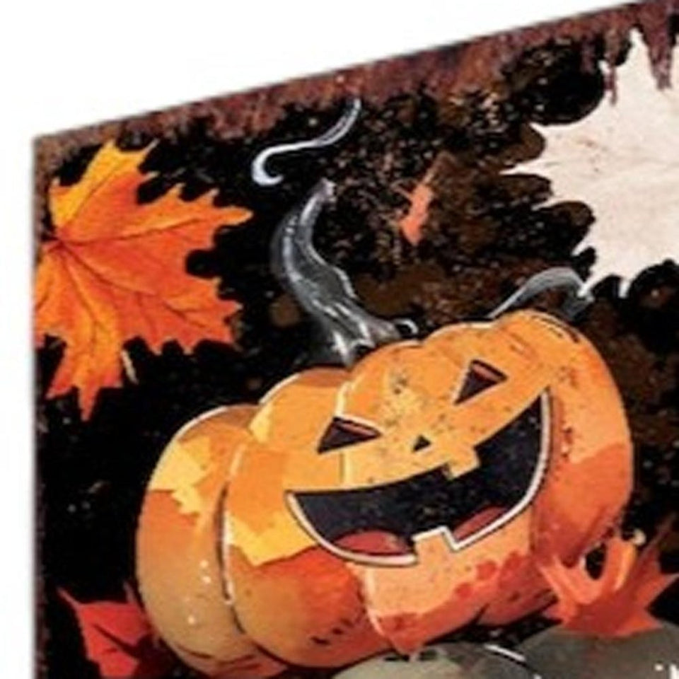 42" Black And Orange Solid Wood Halloween Jack-O-Lantern Garden Stake