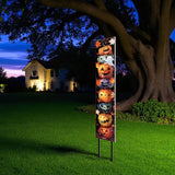 42" Black And Orange Solid Wood Halloween Jack-O-Lantern Garden Stake