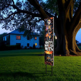 42" Black And Orange Solid Wood Skeleton Happy Halloween Garden Stake