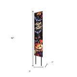 42" Black Orange And Purple Trick or Treat Jack-O-Lantern Solid Wood Garden Stake