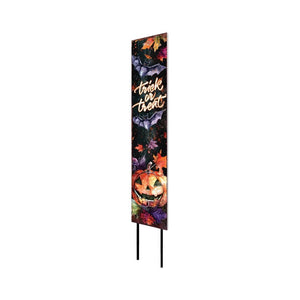 42" Black Orange And Purple Trick or Treat Jack-O-Lantern Solid Wood Garden Stake