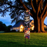 42" Black Orange And Purple Trick or Treat Jack-O-Lantern Solid Wood Garden Stake