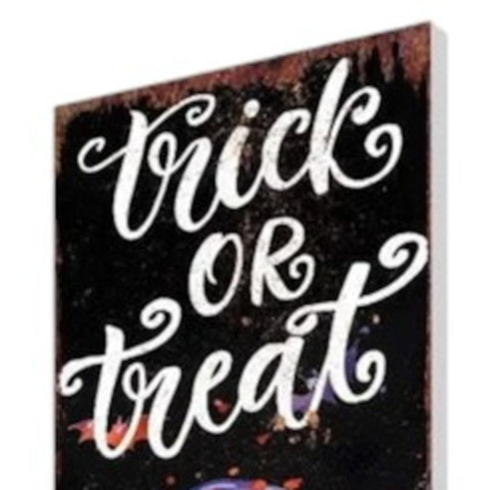 42" Black And Orange Trick or Treat Halloween Skeleton Solid Wood Garden Stake