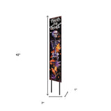 42" Black And Orange Trick or Treat Halloween Skeleton Solid Wood Garden Stake