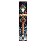 42" Black Brown Red And Green Welcome Christmas Solid Wood Birds Garden Stake