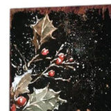 42" Black Red And Green Christmas Chickadee Solid Wood Birds Garden Stake