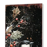 42" Black Red And Green Christmas Chickadee Solid Wood Birds Garden Stake