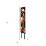 42" Black And Coral Solid Wood Christmas Flamingo Garden Stake