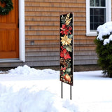 42" Black And Red Solid Wood Christmas Poinsettia Garden Stake
