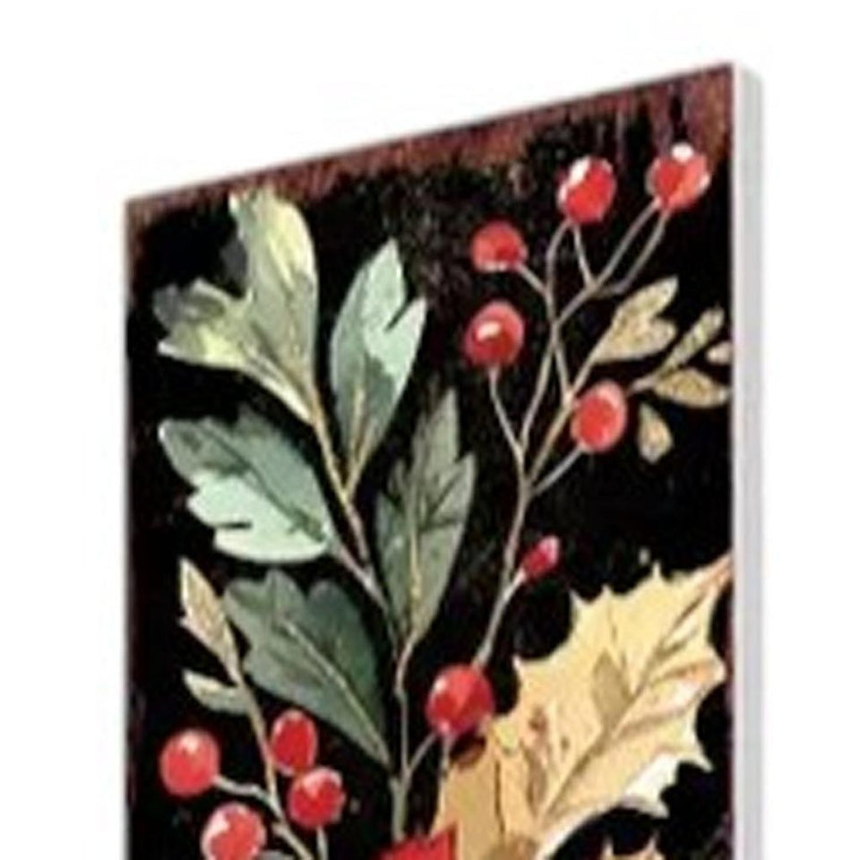 42" Black And Red Solid Wood Christmas Poinsettia Garden Stake