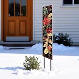 42" Black And Red Solid Wood Christmas Poinsettia Garden Stake