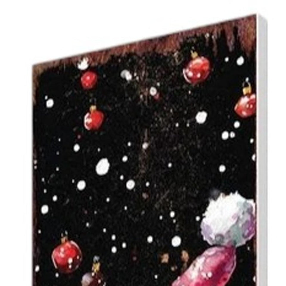 42" Black White And Red Solid Wood Christmas Santa Garden Stake