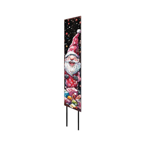 42" Black White And Red Solid Wood Christmas Santa Garden Stake
