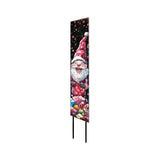 42" Black White And Red Solid Wood Christmas Santa Garden Stake