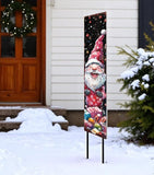 42" Black White And Red Solid Wood Christmas Santa Garden Stake