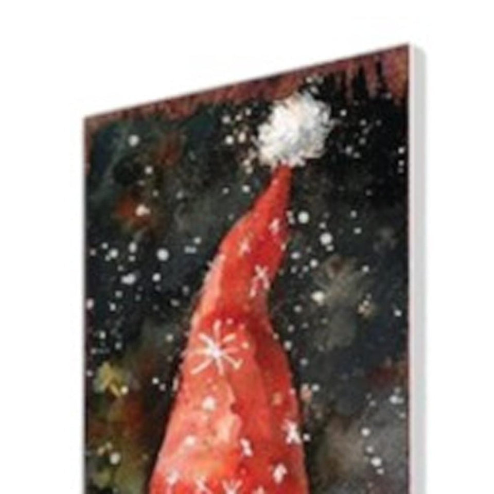 42" Black Green Red And White Solid Wood Christmas Santa Garden Stake