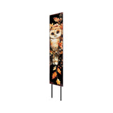 42" Black Brown Orange And Tan Solid Wood Owl Garden Stake