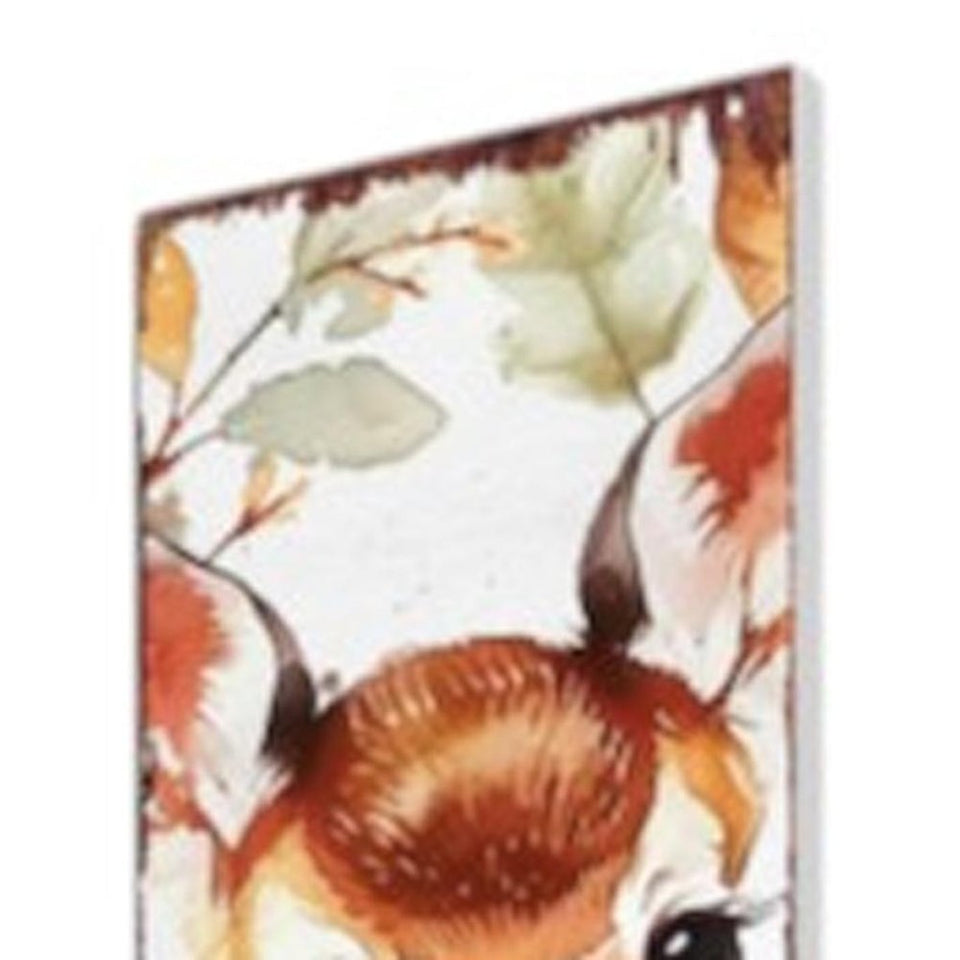 42" White And Brown Solid Wood Fall Deer Garden Stake