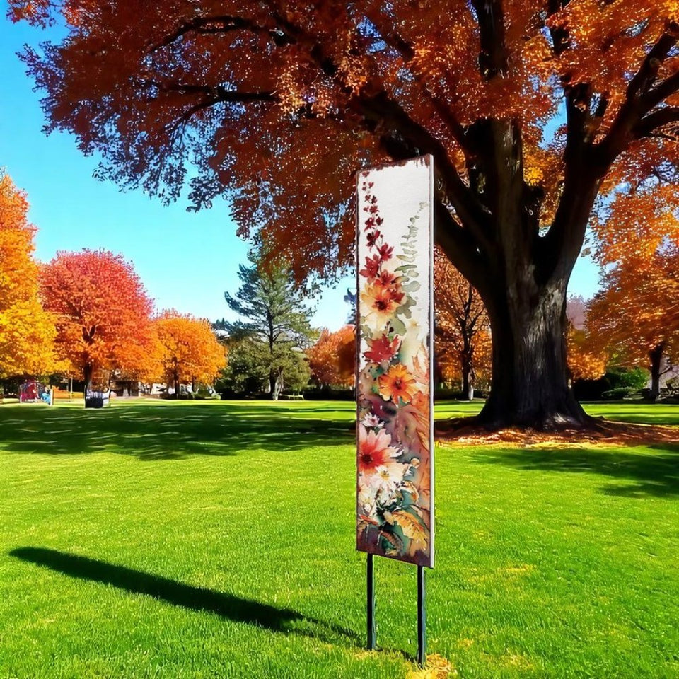 42" White Orange And Brown Solid Wood Garden Stake