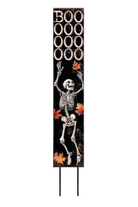 42" Black Orange And White Solid Wood Boo Halloween Skeleton Garden Stake