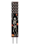 42" Black Orange And White Solid Wood Boo Halloween Skeleton Garden Stake