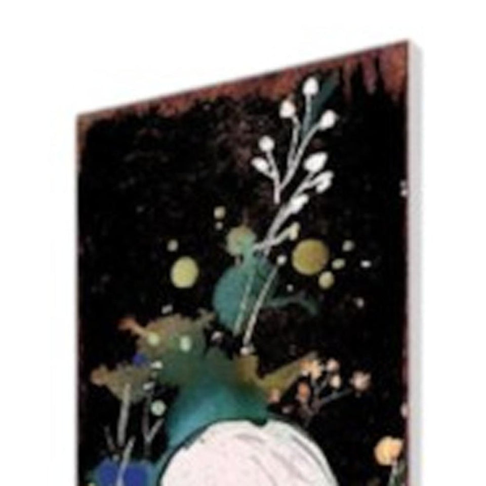 42" Black White And Green Solid Wood Halloween Ghost Garden Stake