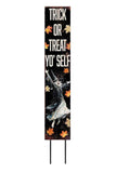 42" Black Orange And White Solid Wood Trick or Treat Halloween Witch Garden Stake