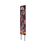 42" Black Red And Purple Solid Wood Halloween Skeleton Garden Stake