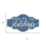 Set of Two Blue And White Christmas Home For The Holidays Wood Wall Decor