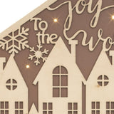 35" X 17" Beige Fabric And Wood Joy to the World Christmas Lighted Advent Calendar Wall Decor