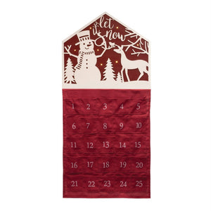 35" X 17" Red And White Christmas Advent Calendar Let it Snow Wood Hanging Wall Decor