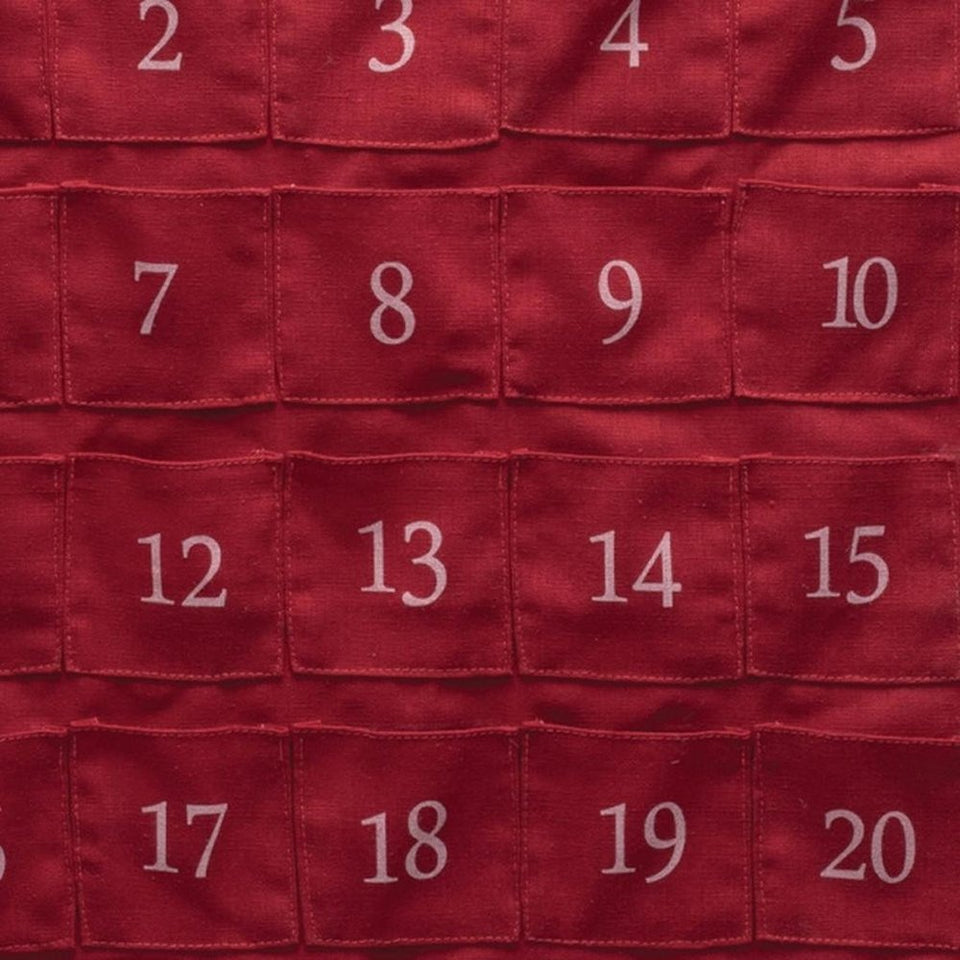 35" X 17" Red And White Fabric And Wood Let It Snow Christmas Lighted Advent Calendar Wall Decor
